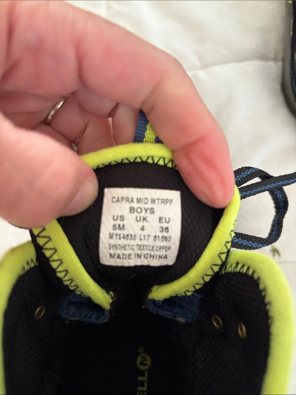 Merrell kids Gray & Blue Hiking Boots with Lime Accents Boys Sz 4